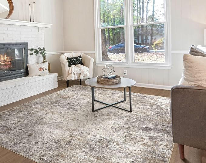 UERMEI Square Area Rugs : Washable 8x8 Neutral Modern Abstract Carpet - Image 9