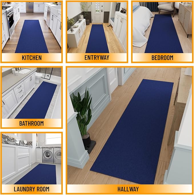 Ottomanson Hallway Runner Rug 2'7" x 9'10" Non Slip Solid Area Rugs Easy to - Image 3