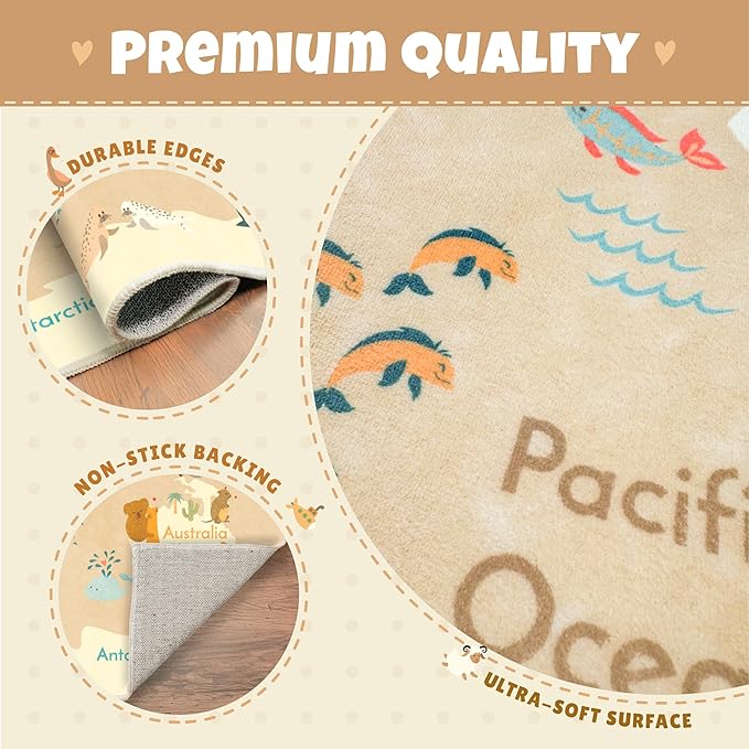 Washable Kids Rug for Playroom – 5x7 Toddlers Room Play Rug, Educational World - Image 7