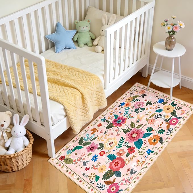 RELEANY Floral 2x4 Area Rugs Washable Print Boho Cute Carpet Non Slip Flower - Image 3
