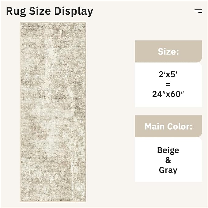 Soalmost Runner Rug 2x5 Washable Non-Slip Kitchen Runner Rugs - Image 5