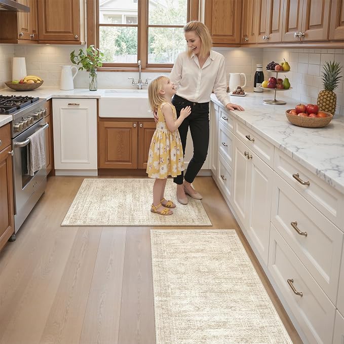 Washable Kitchen Rugs Sets of 2 Piece, Hallway Runner Rug Non-Slip - Image 5