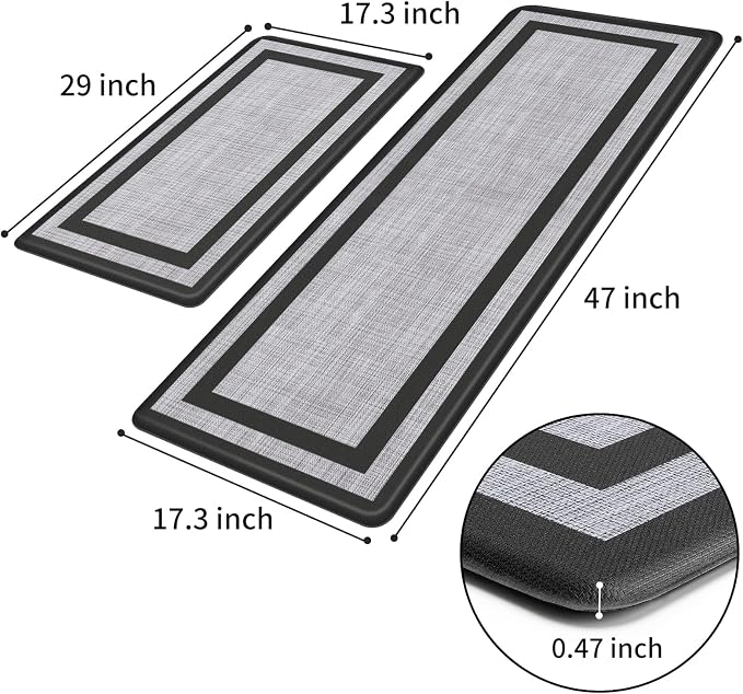 Mattitude Kitchen Mats Set of 2 Cushioned 0.47 inch Kitchen Rugs Non-Skid Rug - Image 2