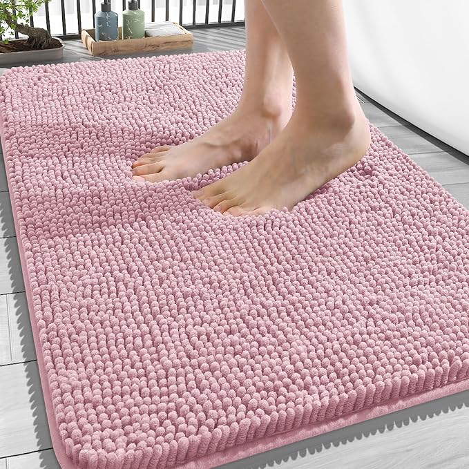 OLANLY Bathroom Rugs 34x21, Extra Soft Absorbent Chenille Bath Rugs, Rubber by OLANLY