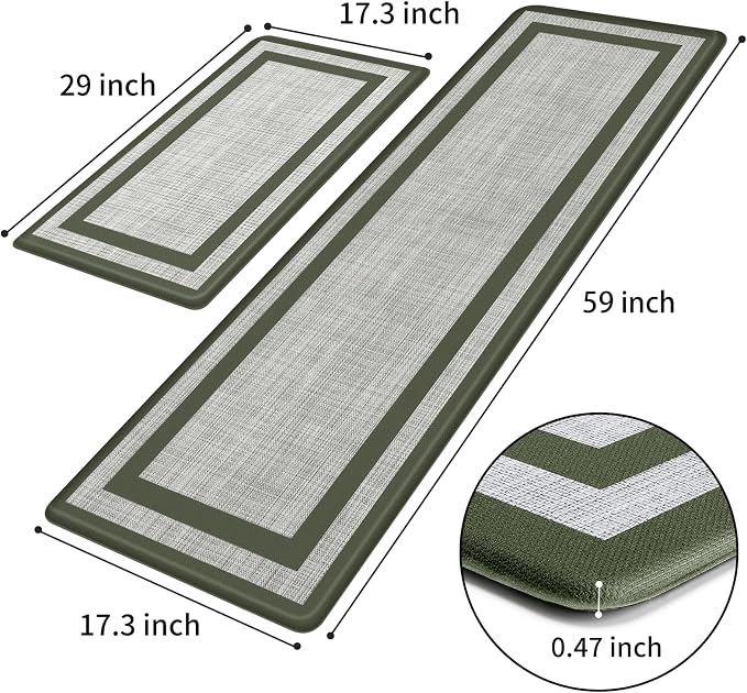 Mattitude Kitchen Mats Set of 2 Cushioned Rugs 0.47 inch Thick Anti-Fatigue Mats - Image 2