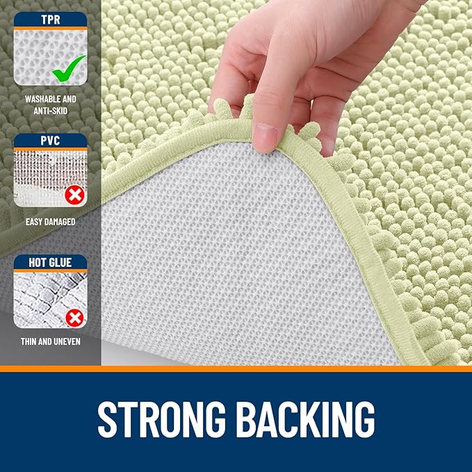 OLANLY Bathroom Runner Rugs 47x24, Soft Absorbent Chenille Bath Rugs, Rubber - Image 6