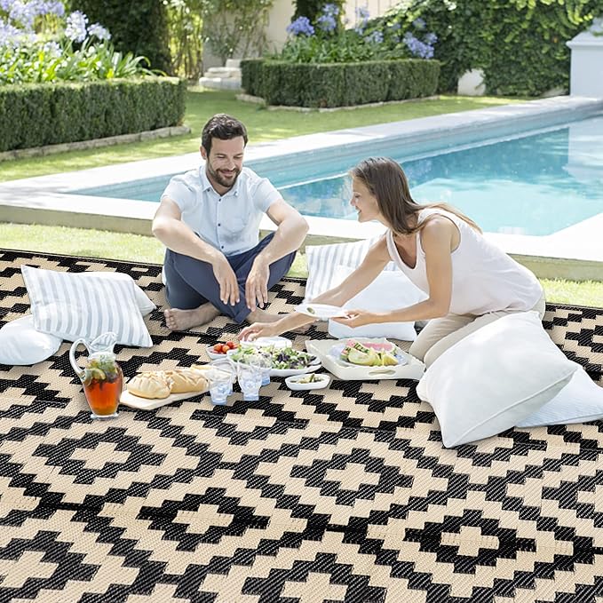 SAND MINE Waterproof Outdoor Rug 9x12 ft, Plastic Reversible Rug, Modern Area - Image 6