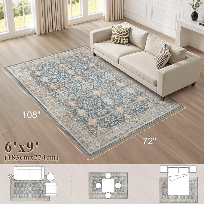 Vintage Living Room Area Rug 6x9 - Image 2