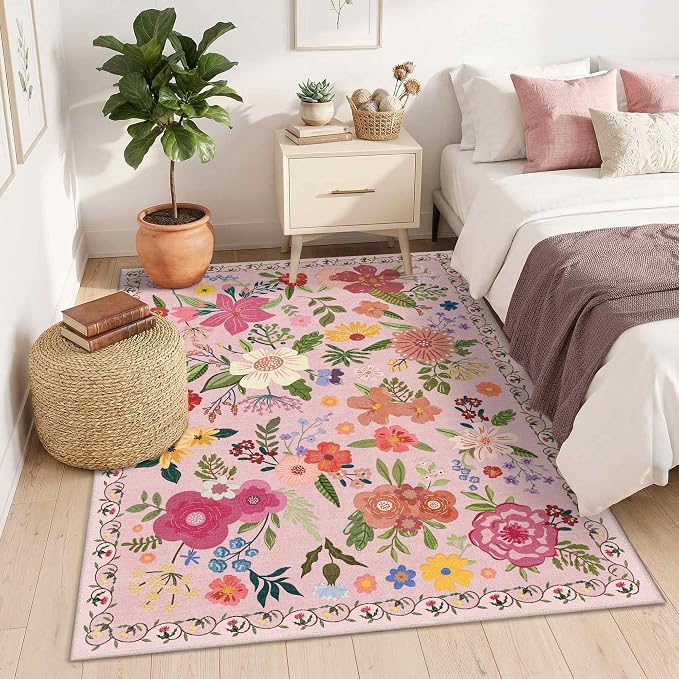 Latte&Fog Pink 4x6 Washable Rug by LatteFog