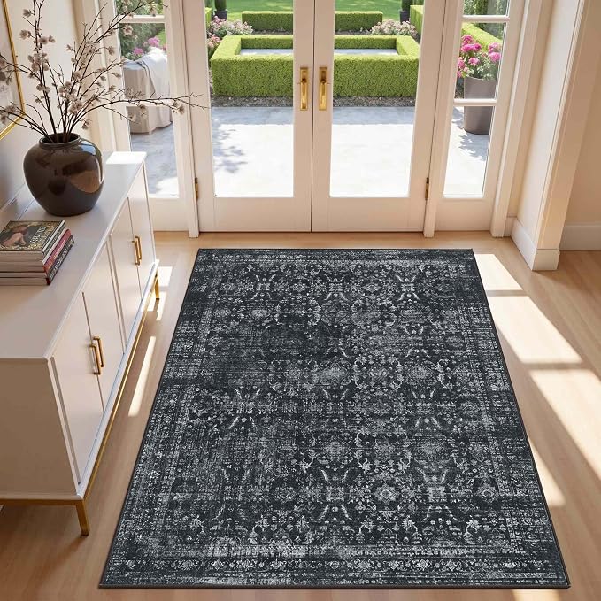 Rugxara 3x5 Rug for Entryway Bedroom, Vintage Retro Boho Throw Rug, Non Slip & by Rugxara