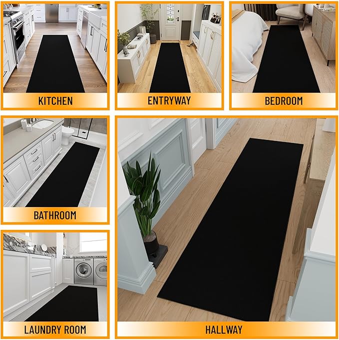 Ottomanson Hallway Runner Rug 2'7" x 9'10" Non Slip Solid Area Rugs Easy to - Image 3