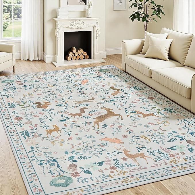 6x9 Area Rugs Washable Rug: Large Boho Living Room Rug Soft Non-Slip Low Pile - Image 2