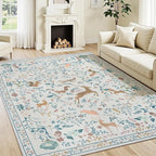 5x7 Area Rugs Washable Rug: Boho Living Room Rug Soft Non-Slip Low Pile Carpet - Image 2