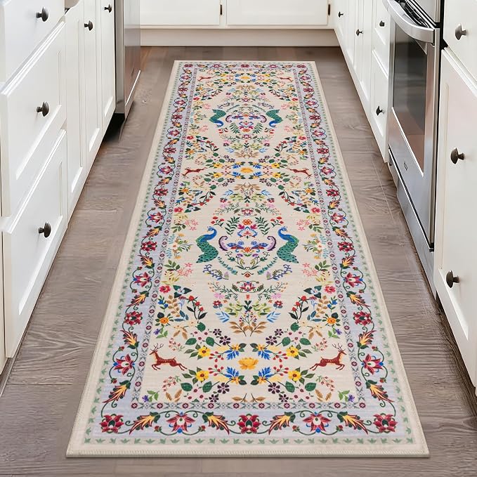 HEBE Washable Hallway Runner Rug 2'x 6' Non Slip Kitchen Rugs Runner, Low Pile by HEBE