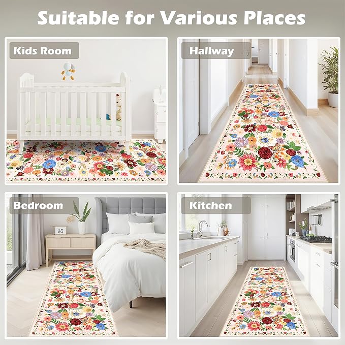 Runner Rug 2x6 Blush Beige, Kitchen Rug Non Slip Washable Rugs - Image 7