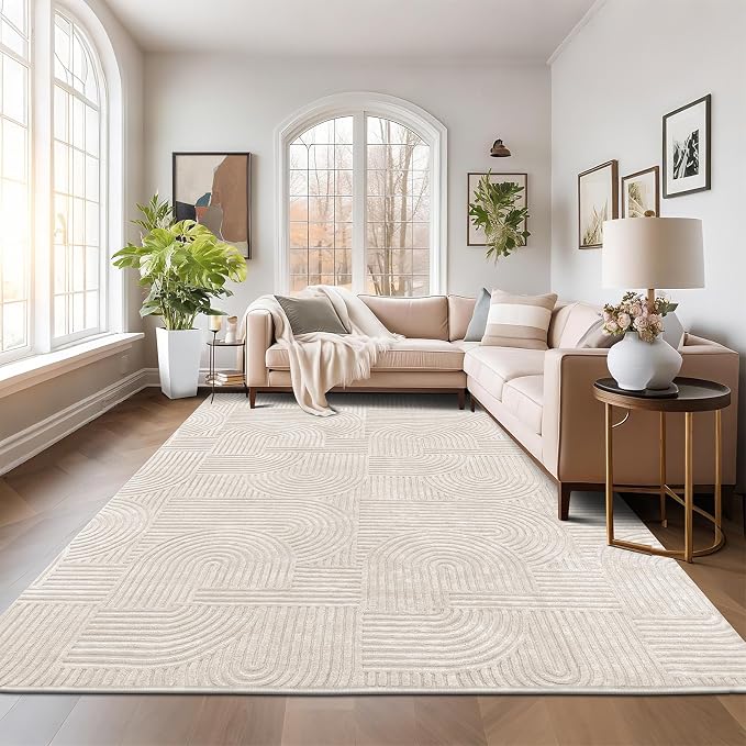 Pauwer 9x12 Washable Area Rugs for Living Room Modern Beige Solid Color Soft - Image 7