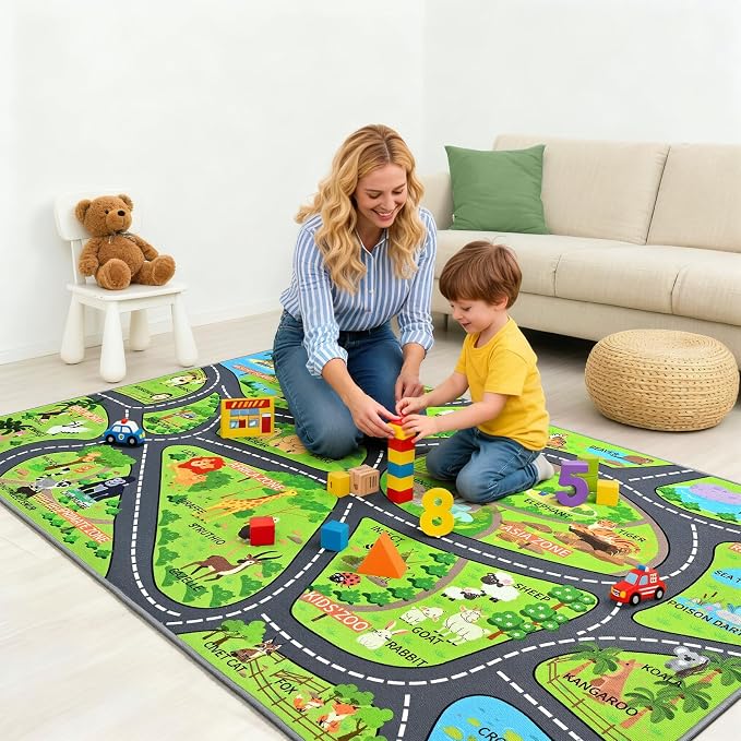Zoo Adventure Kids Car Rug, Cute Animal Play Mat - Image 3
