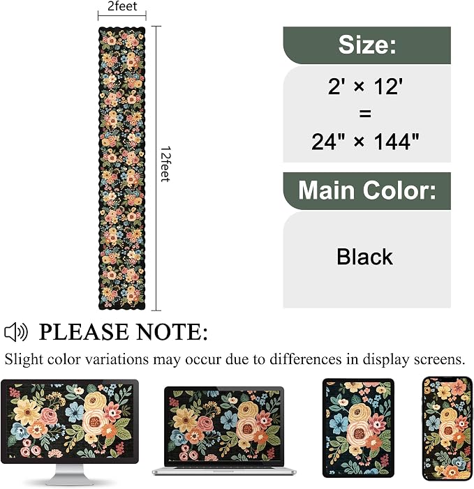 DUKINO 2x12 Runner Rug for Hallway, Soft Floral Washable Kitchen Runner Rug - Image 2