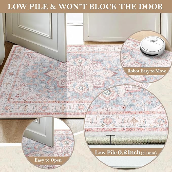 CAPALOCA Machine Washable Rugs Nursery Rug 6x9 Cute Girl Non Slip Low Pile - Image 6