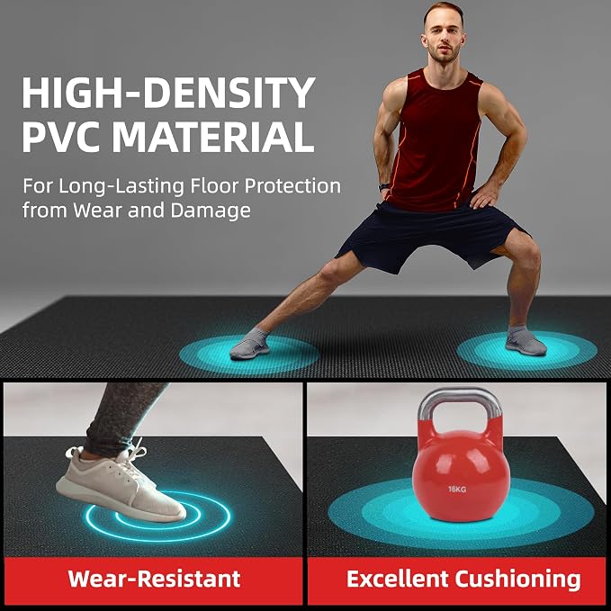 GymCope Extra Large Exercise Mat, Shoe-Friendly, High-Density, Weight Lifting - Image 9