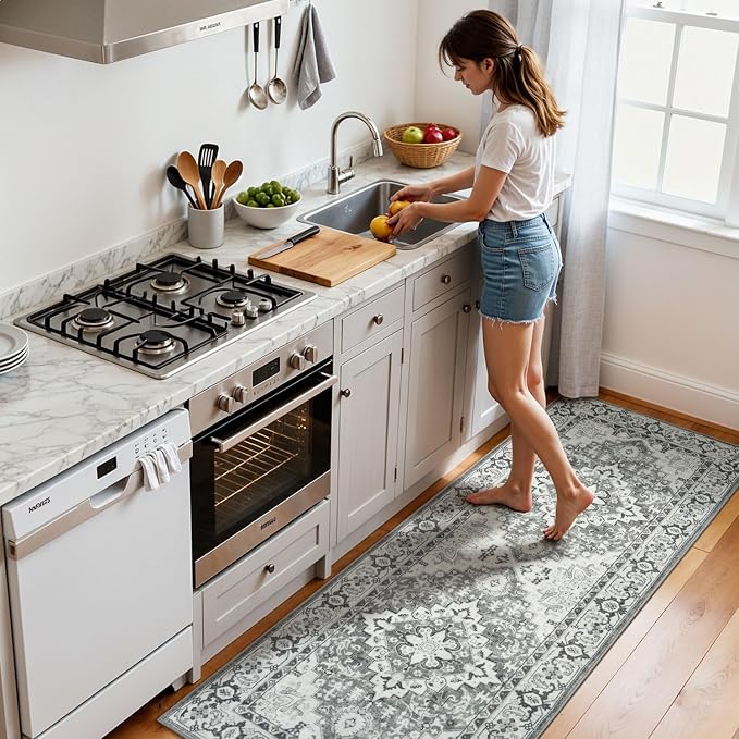 Lessymo 2 x 5 Runner Entryway Rug, Machine Washable Kitchen Rugs Boho Faux Wool - Image 3
