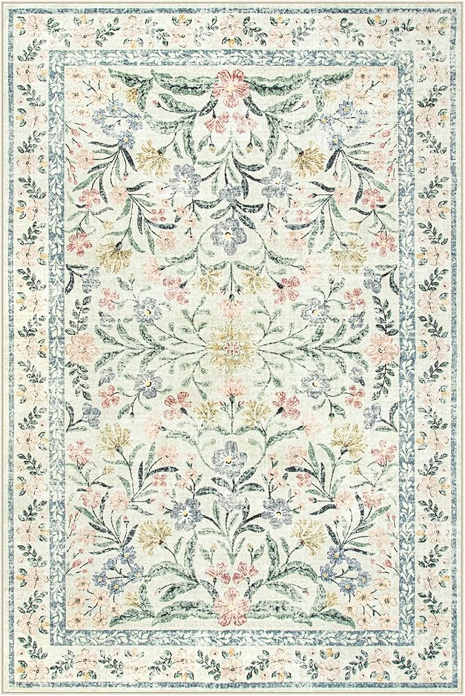 Wonnitar Washable 6x9 Area Rugs, Soft Floral Rug - Image 8