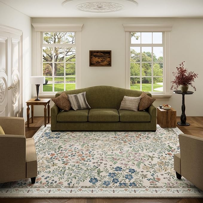 Machine Washable Rugs for Living Room: 5x7 Area Rugs for Bedroom Vintage Stain by palohom