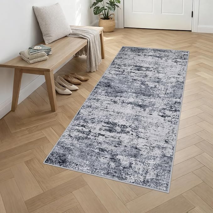 Washable Area Rug 3x8 Entryway Rug: Washable Modern Abstract Soft Thin Rug - Image 3
