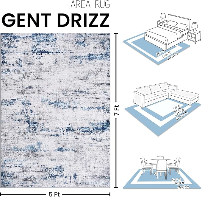 Area Rug Living Room Rugs: 5x7 Large Soft Indoor Carpet Modern Abstract Rug - Image 2