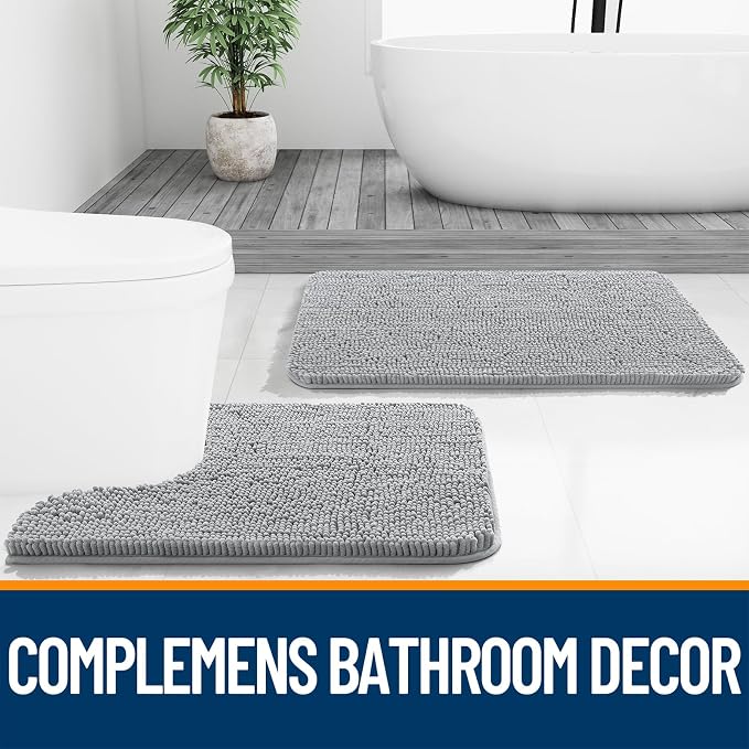 OLANLY Bathroom Rugs 35x24, Extra Soft Absorbent Chenille Bath Rugs, Rubber - Image 8