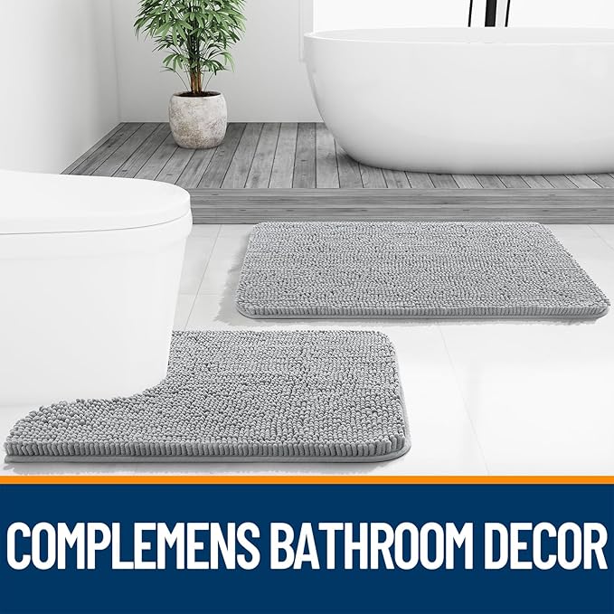 OLANLY Large Bathroom Rugs 59x35, Extra Soft Absorbent Chenille Bath Rugs - Image 7
