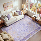 RELEANY Area Rugs 6'x9' Washable Non-Slip, Floral Vintage Distress Medallion by RELEANY