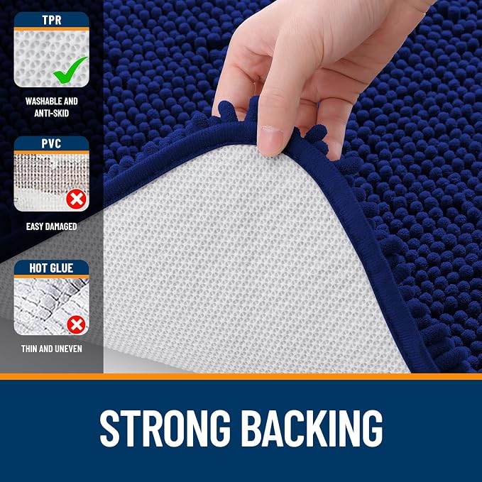 OLANLY Bathroom Rugs 34x21, Extra Soft Absorbent Chenille Bath Rugs, Rubber - Image 6