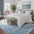 DCX Abstract Area Rug 5x7, Washable Blue Modern Rug - Image 3