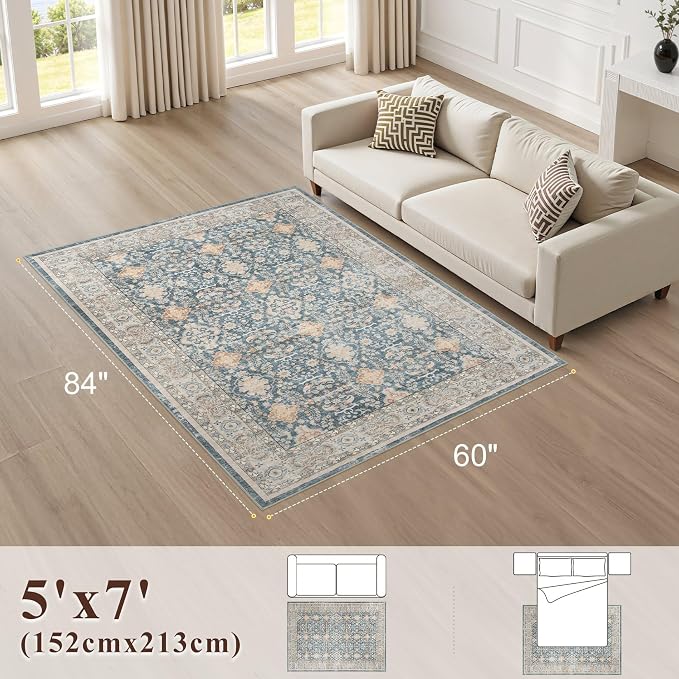 Vintage Living Room Area Rug 5x7 - Image 2