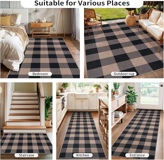 Tangsoo Checkered 4x6 Washable Easy Jute Area Rug - Image 7