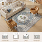5x7 Washable Area Rug, Large Rugs - Image 8