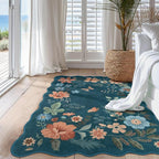 Lahome Floral Washable Rugs for Bedroom, 4X6 Area Rug Ultra-Thin Soft Living - Image 3