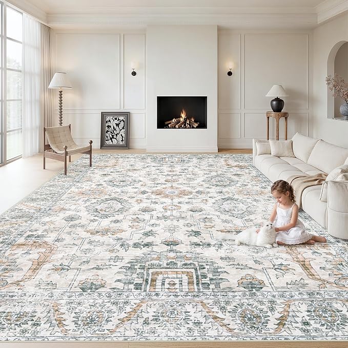 XLUEZ Area Rug 9x12 Living Room Rug, Machine Washable Vintage Distressed Boho by XLUEZ