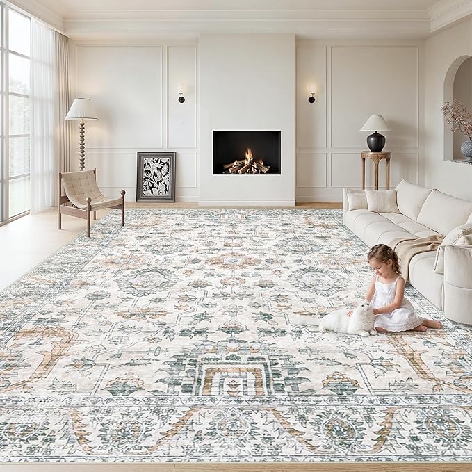 XLUEZ Area Rug 8x10 Living Room Rug, Machine Washable Vintage Distressed Boho by XLUEZ