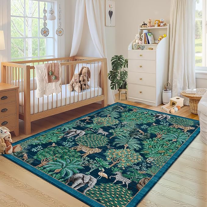 GarveeHome Jungle Animal Print Rug 4x6 Washable Area Rugs - Image 3
