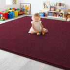 7x10 Feet Red Area Rugs for Bedroom, Indoor Washable Memory Foam Burgundy Rug - Image 7