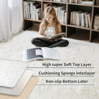 KICHOWUA Thick Area Rug 5x7 Cream White Fluffy Shag - Image 4
