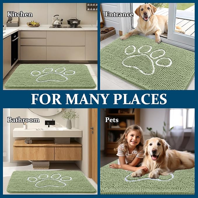 OLANLY Dog Door Mat for Muddy Paws 24x16, Paw Print Design, Absorbs Moisture - Image 8