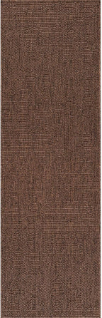 CAMILSON Indoor and Outdoor Runner Rug Brown Solid Boho Woven Design - Image 2