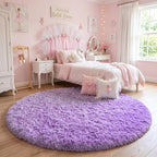 Amdrebio Purple Round Rugs 5Ft for Girls Bedroom Decor Aesthetic, Fluffy Fuzzy - Image 5