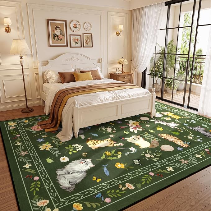 Unirea 9x12 Dark Green Cat Area Rug - Image 3