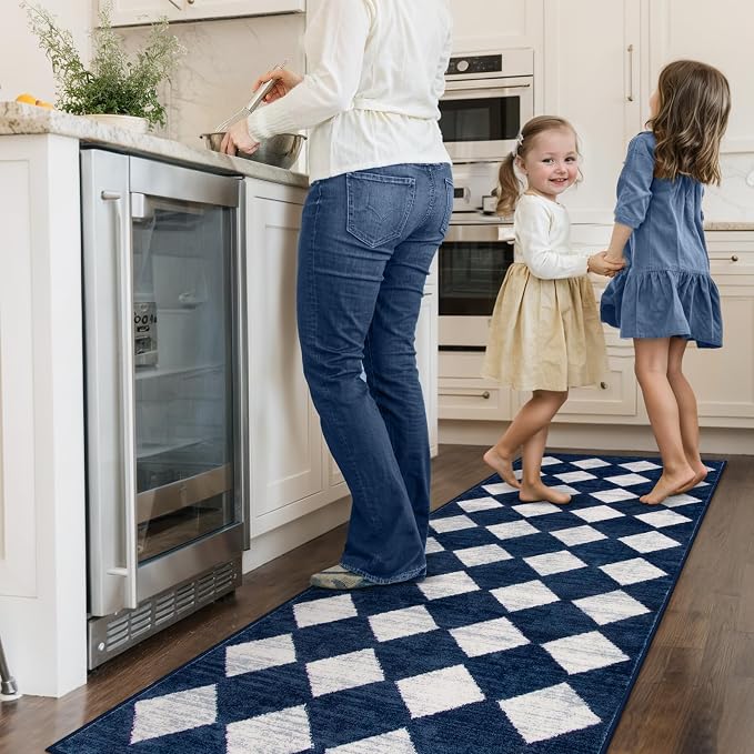 Lahome Zelie Checkered Washable Runner Rug, 2x6 Rug Runners - Image 2