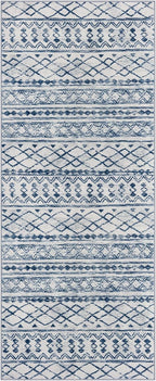 KUTA Moroccan Washable Runner Rug, 2x6 Non-Slip Vintage Blue White Boho Hallway - Image 9