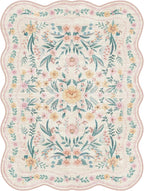 8x10 Scalloped Rug for Living Room, Washable Rugs Soft Low Pile Non Slip Rugs - Image 7